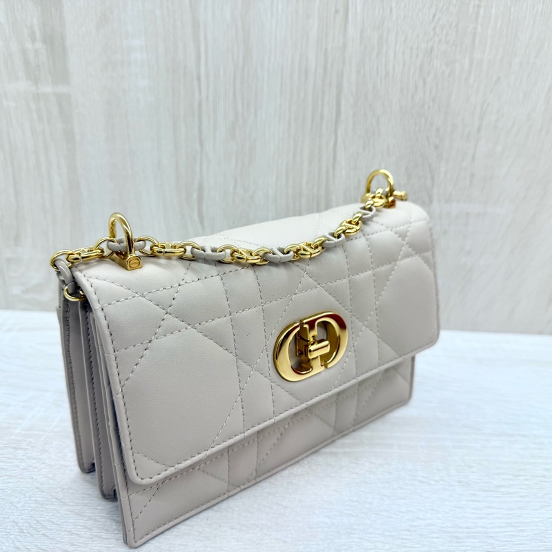 DIOR淡米色羊皮金釦MISS Caro側背包S5169UDAX-5