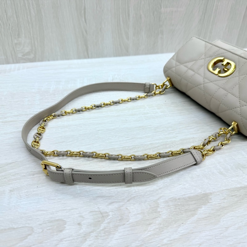 DIOR淡米色羊皮金釦MISS Caro側背包S5169UDAX-16