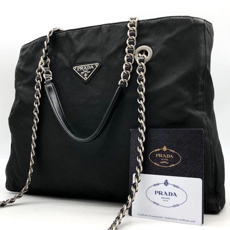 🌷Prada 單肩包銀色鏈條 ｜經典花紋✦fufu style 精品✦ 氣質款｜-0