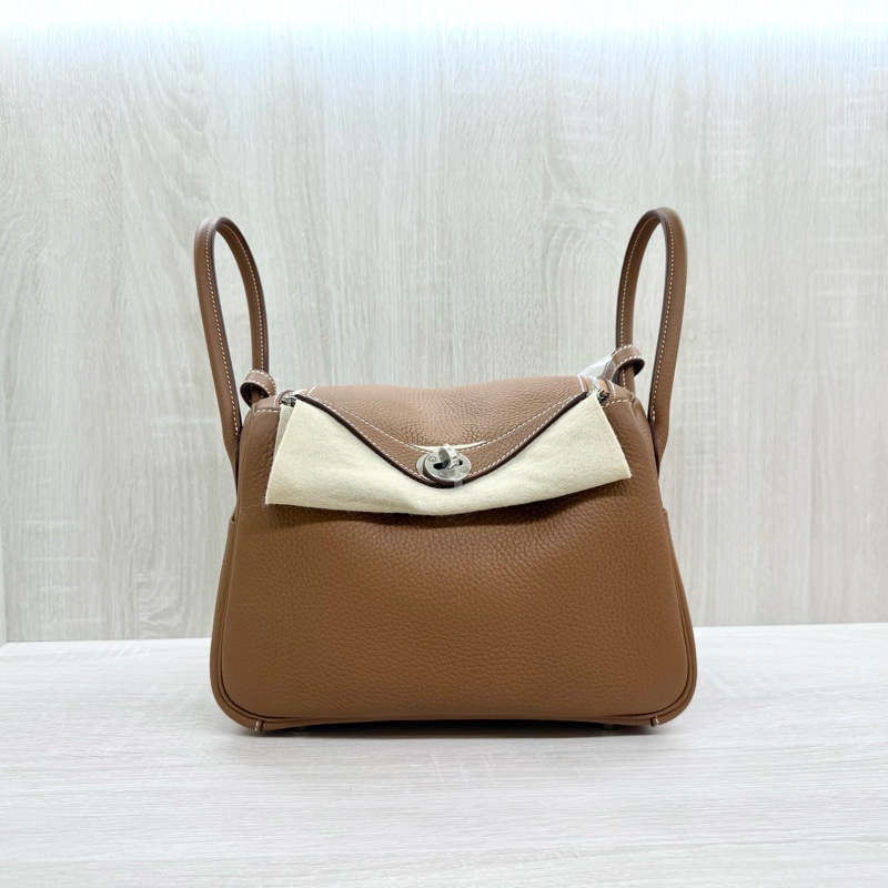 HERMES 37color棕T/C皮K刻銀釦LINDY26/H073428-1