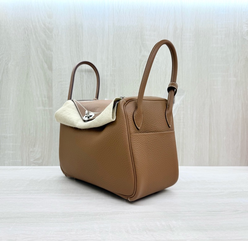 HERMES 37color棕T/C皮K刻銀釦LINDY26/H073428-3