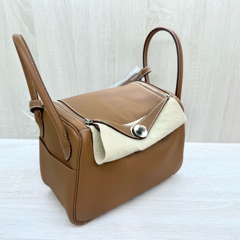 HERMES 37color棕T/C皮K刻銀釦LINDY26/H073428-5