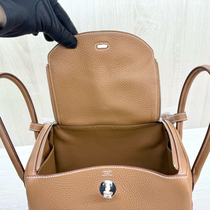 HERMES 37color棕T/C皮K刻銀釦LINDY26/H073428-8