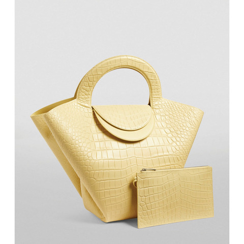 【包稅】BOTTEGA VENETA Doll 中型壓花皮革手提包 香草色 658516VA4509414