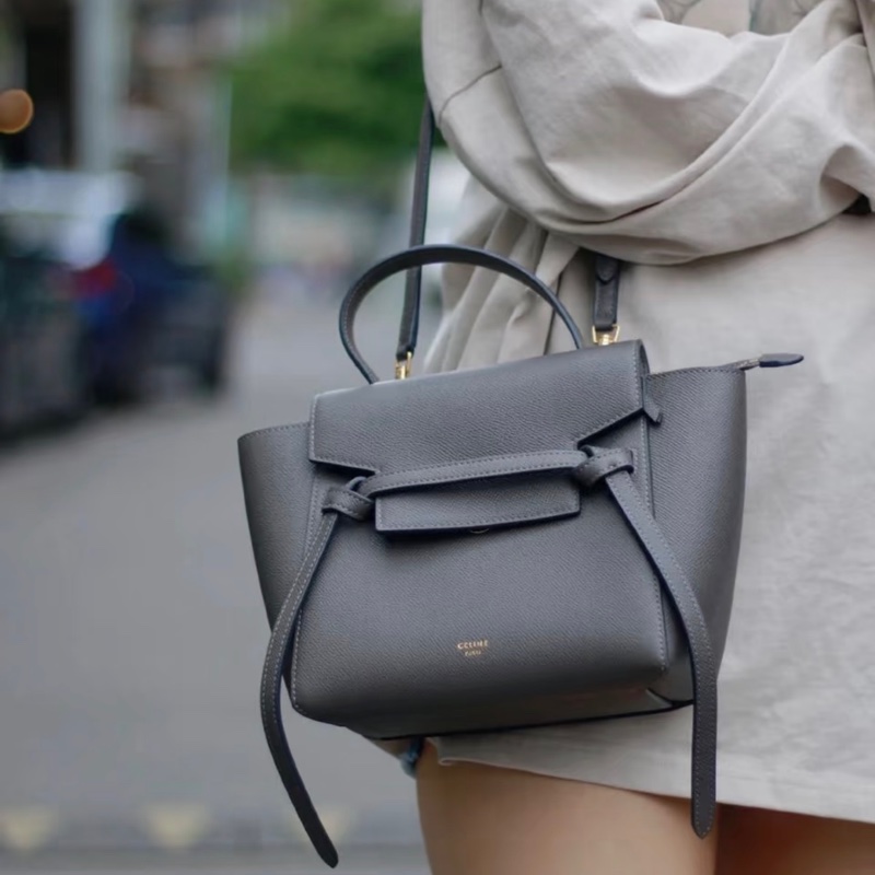 「JL精品代購」98新 Celine 灰色鯰魚包Belt Nano-1