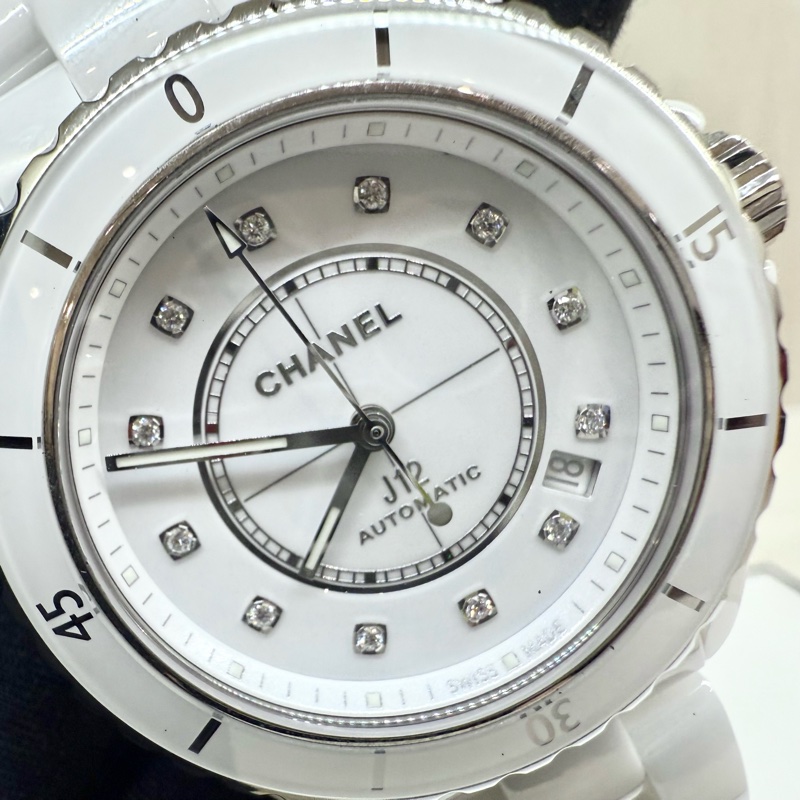 CHANEL白陶瓷12點鑽CALIBER 38MM J12機芯腕錶H5705-9