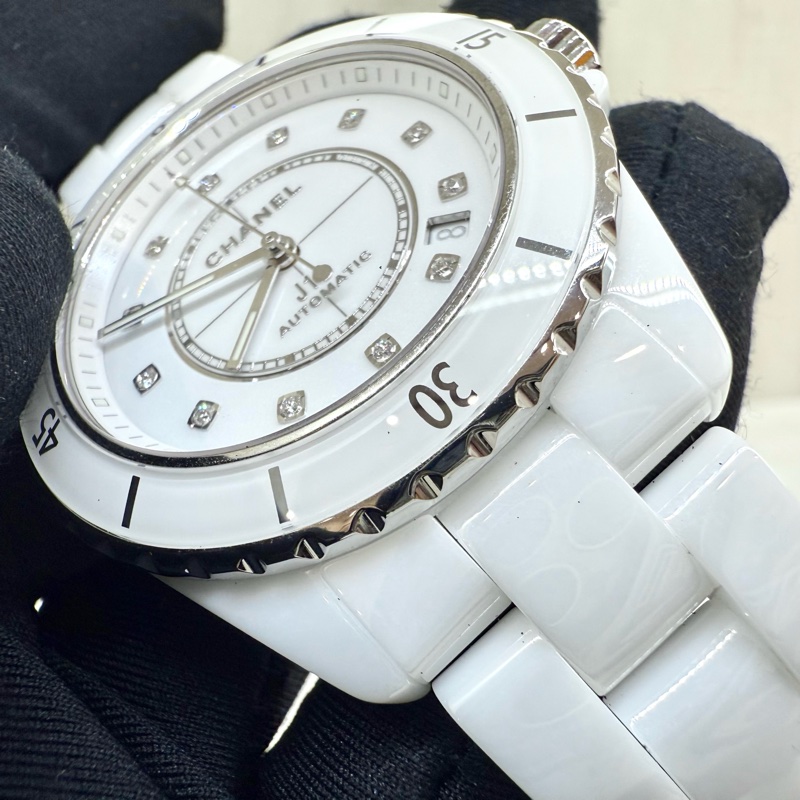 CHANEL白陶瓷12點鑽CALIBER 38MM J12機芯腕錶H5705-11