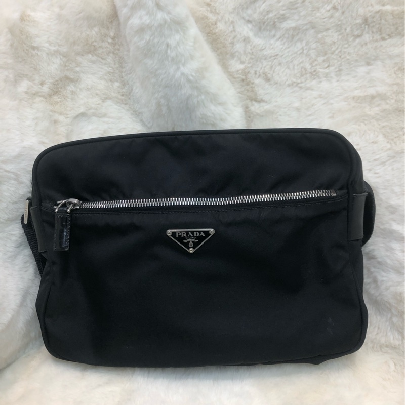 Prada 黑色降落傘料斜孭袋 相機袋 男/女 XC178-0