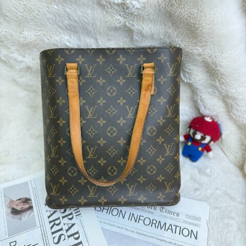 LV Vivian 薇薇安 棕色 老花 塗層帆布拼牛皮 大號