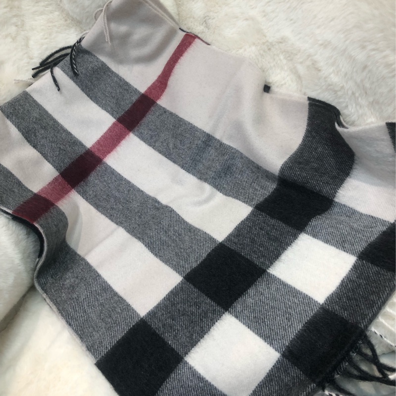 Burberry 米色格仔 100%Cashmere Scarf XC193-1