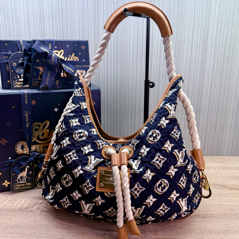 LV M40235 Bulles MM HOBO限量稀有絕版海軍藍郵輪幻影繩結包-1