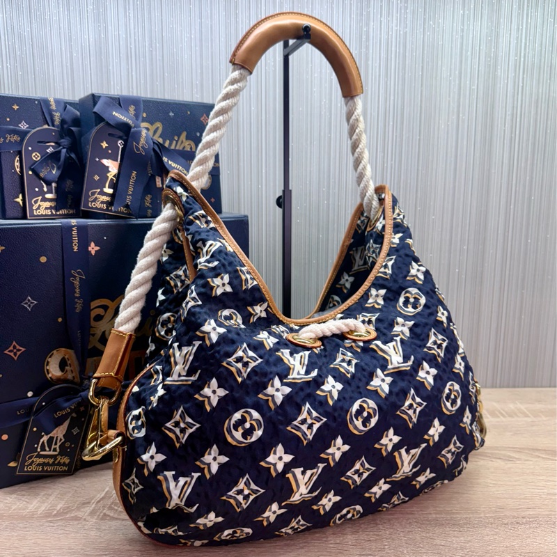 LV M40235 Bulles MM HOBO限量稀有絕版海軍藍郵輪幻影繩結包-3