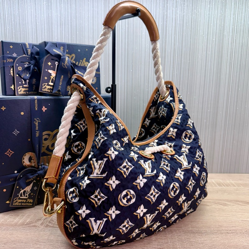 LV M40235 Bulles MM HOBO限量稀有絕版海軍藍郵輪幻影繩結包-4