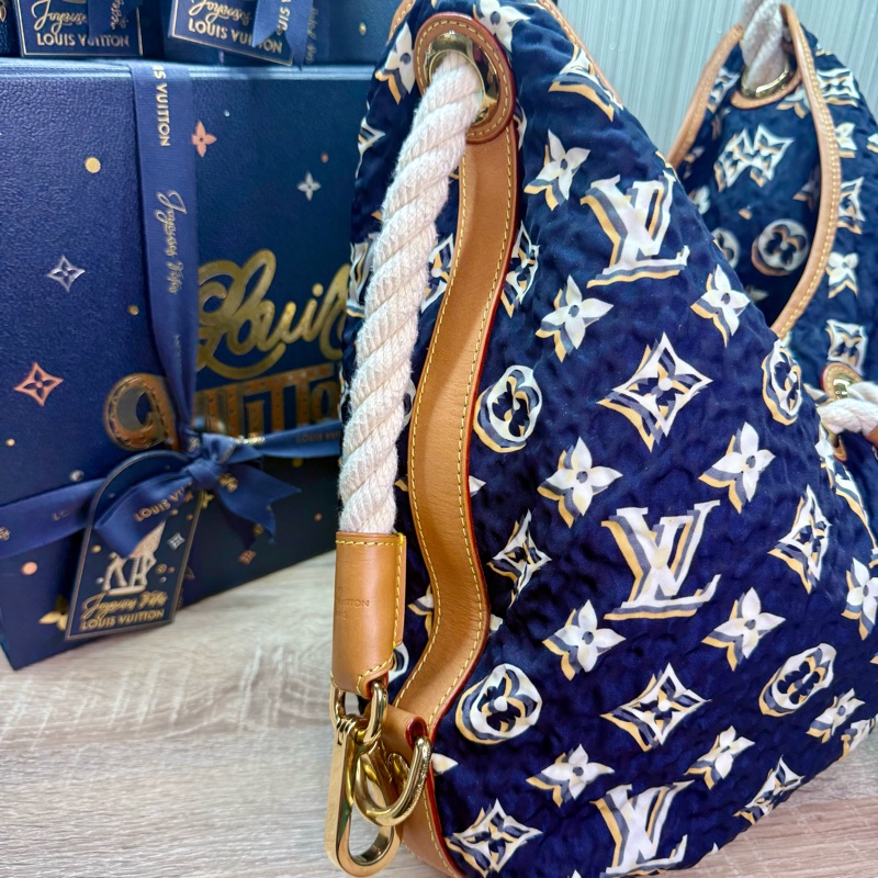 LV M40235 Bulles MM HOBO限量稀有絕版海軍藍郵輪幻影繩結包-6