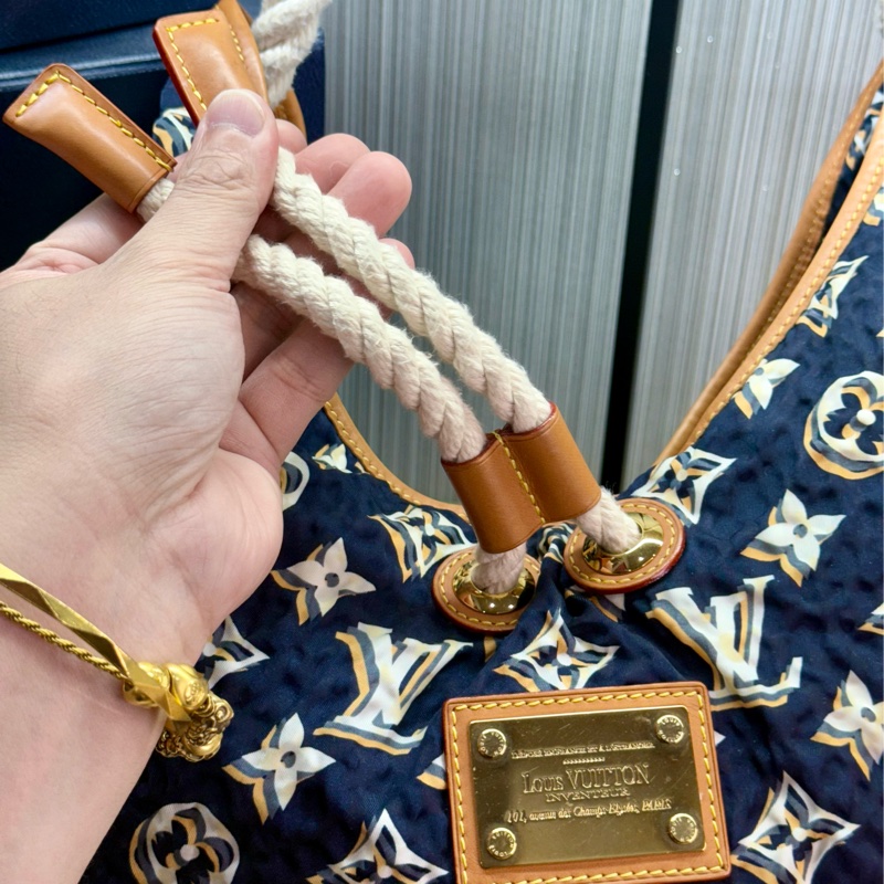 LV M40235 Bulles MM HOBO限量稀有絕版海軍藍郵輪幻影繩結包-10