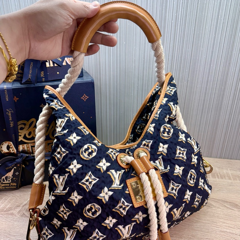 LV M40235 Bulles MM HOBO限量稀有絕版海軍藍郵輪幻影繩結包-11