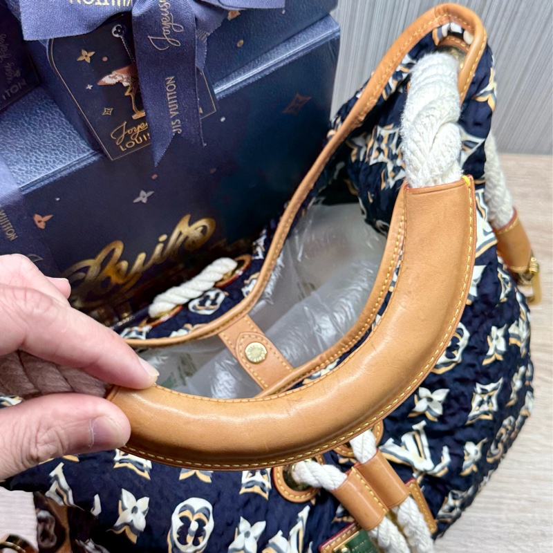 LV M40235 Bulles MM HOBO限量稀有絕版海軍藍郵輪幻影繩結包-13