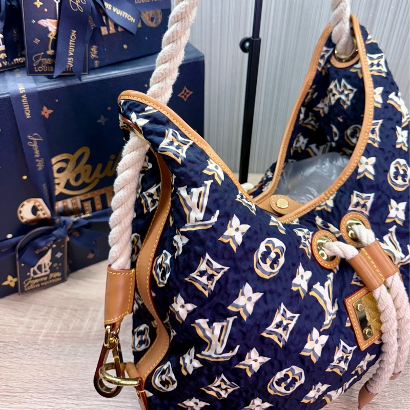 LV M40235 Bulles MM HOBO限量稀有絕版海軍藍郵輪幻影繩結包-31