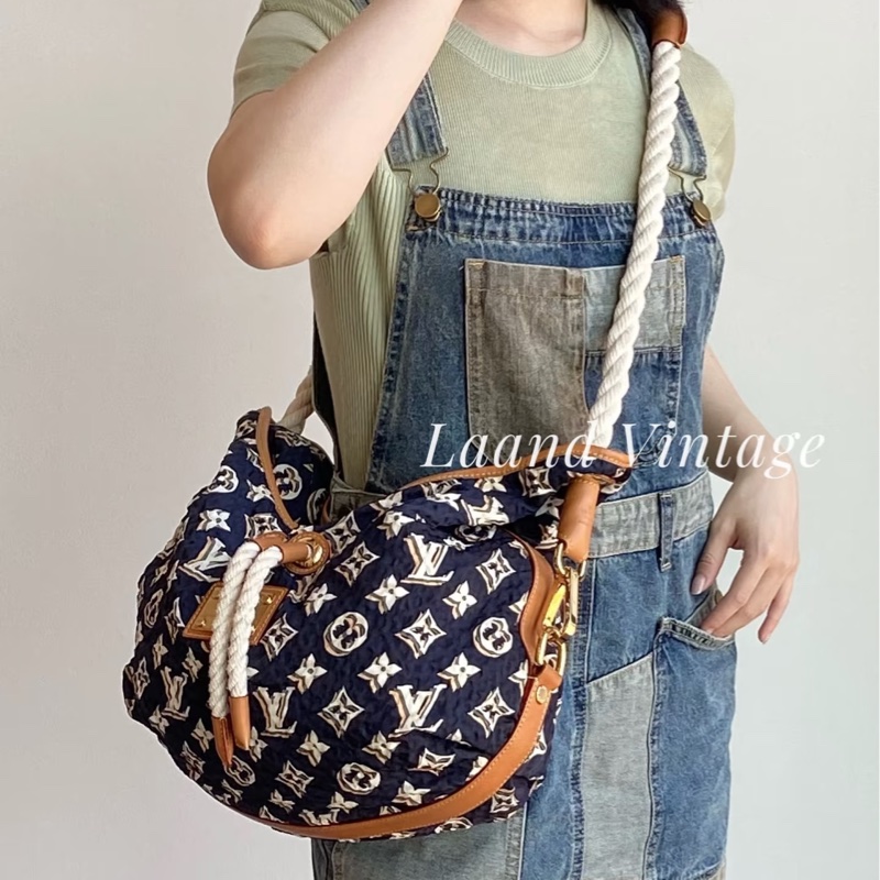 LV M40235 Bulles MM HOBO限量稀有絕版海軍藍郵輪幻影繩結包-44