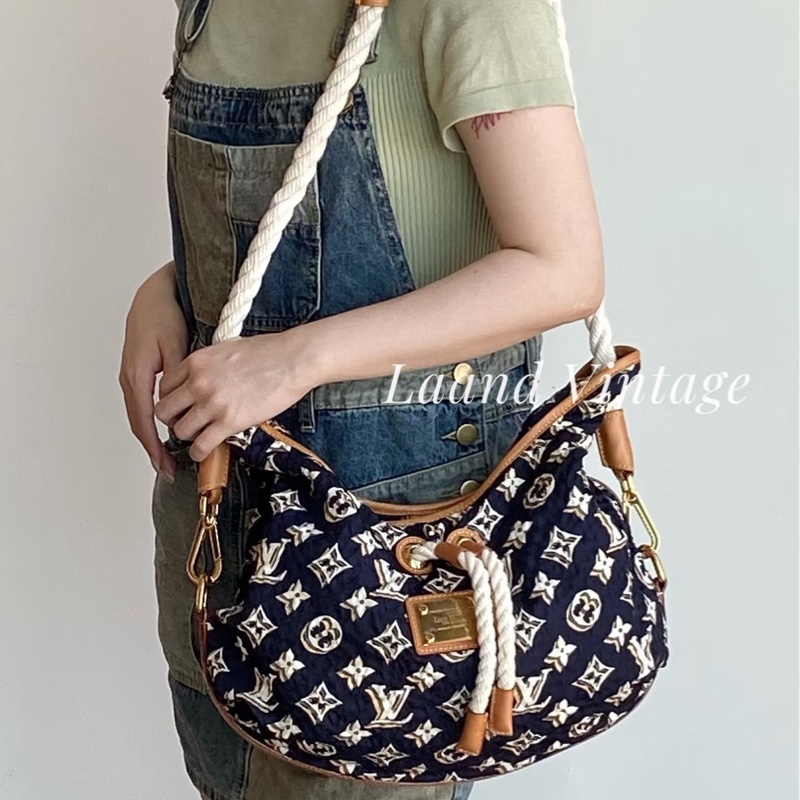 LV M40235 Bulles MM HOBO限量稀有絕版海軍藍郵輪幻影繩結包-45