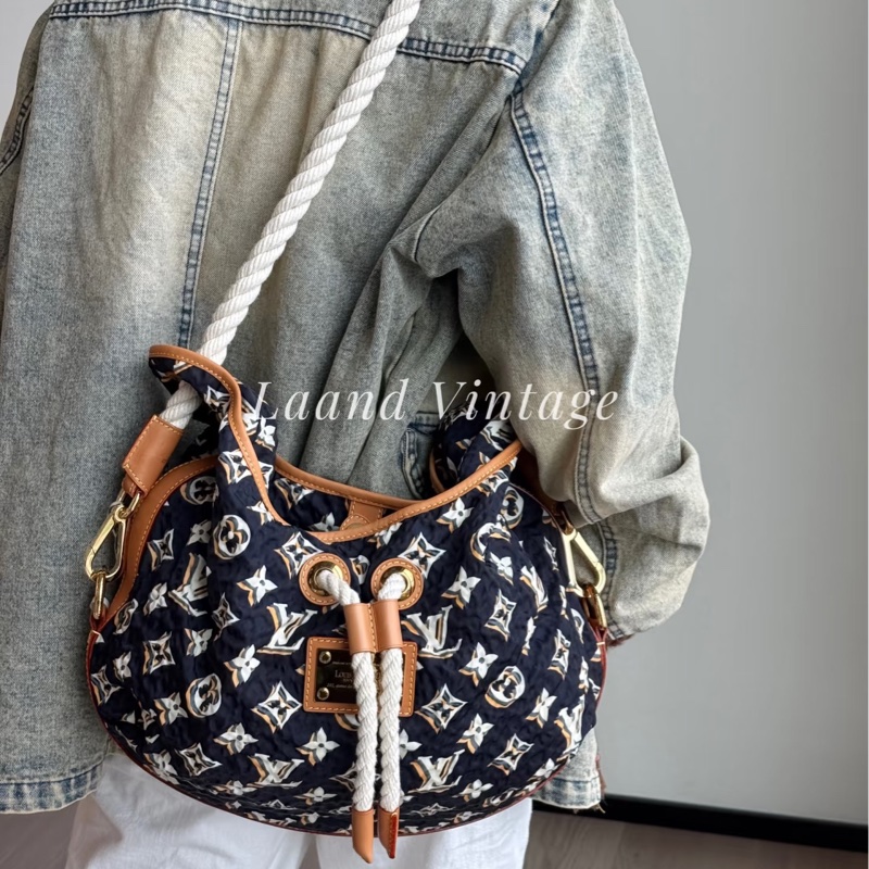 LV M40235 Bulles MM HOBO限量稀有絕版海軍藍郵輪幻影繩結包-49