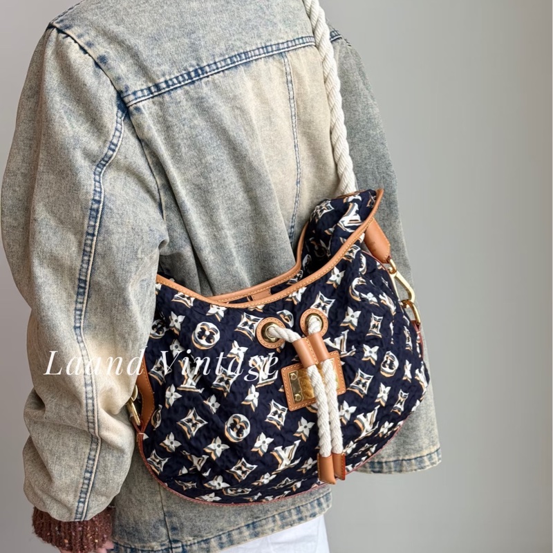 LV M40235 Bulles MM HOBO限量稀有絕版海軍藍郵輪幻影繩結包-50