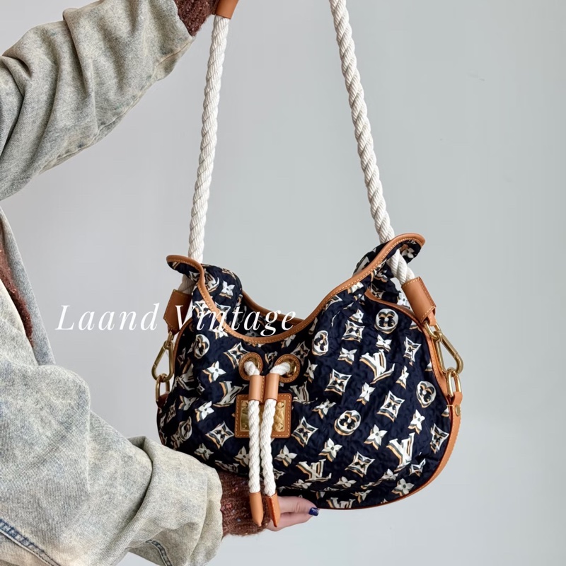 LV M40235 Bulles MM HOBO限量稀有絕版海軍藍郵輪幻影繩結包-51