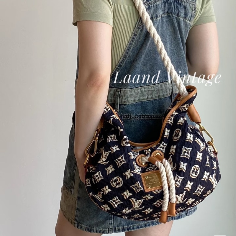 LV M40235 Bulles MM HOBO限量稀有絕版海軍藍郵輪幻影繩結包-52