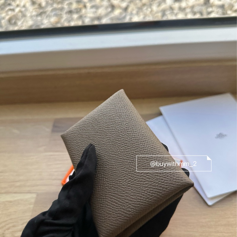 ⭐️賣場有滿額折扣⭐️愛馬仕 Calvi Duo 大象灰卡包 零錢包-3