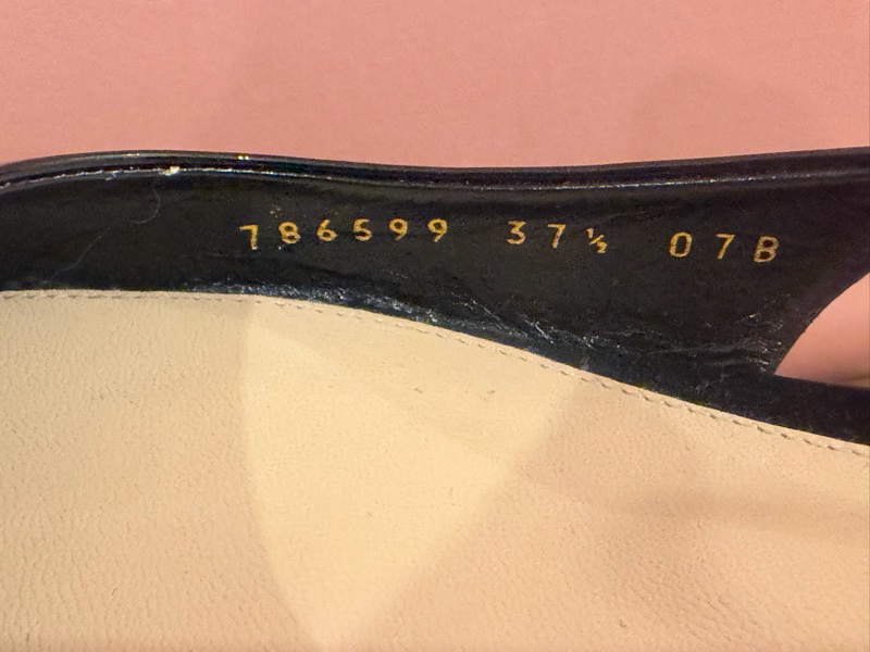 【私藏出清】正品經典🖤Gucci 漆皮金屬鍊帶露跟鞋✨ (Slingback Pumps)-40