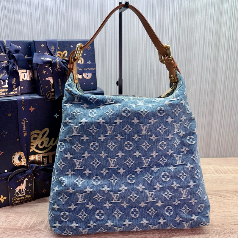 LV M95048 Baggy Denim Hobo GM 藍色丹寧牛仔肩背包-13