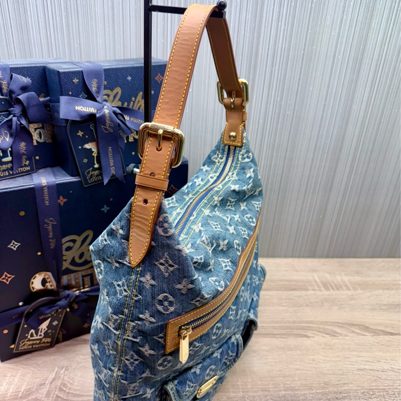 LV M95048 Baggy Denim Hobo GM 藍色丹寧牛仔肩背包-14