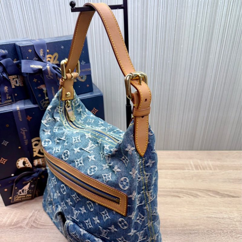 LV M95048 Baggy Denim Hobo GM 藍色丹寧牛仔肩背包-15