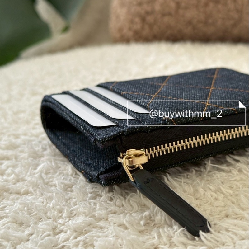 ⭐️賣場有滿額折扣⭐️香奈兒26P 牛仔丹寧L型卡包-3