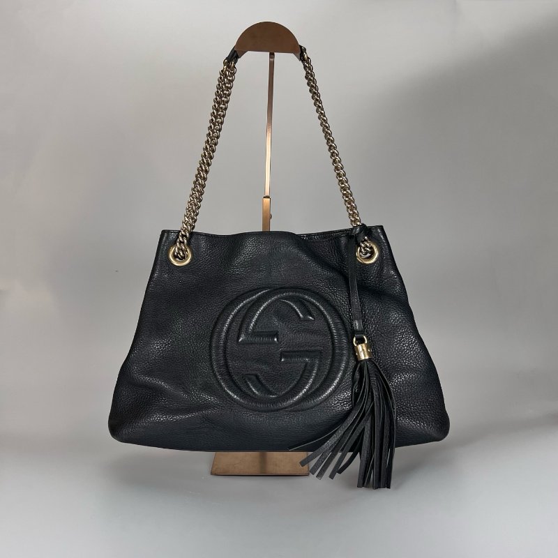 GUCCI 308982 黑皮革SOHO包-0