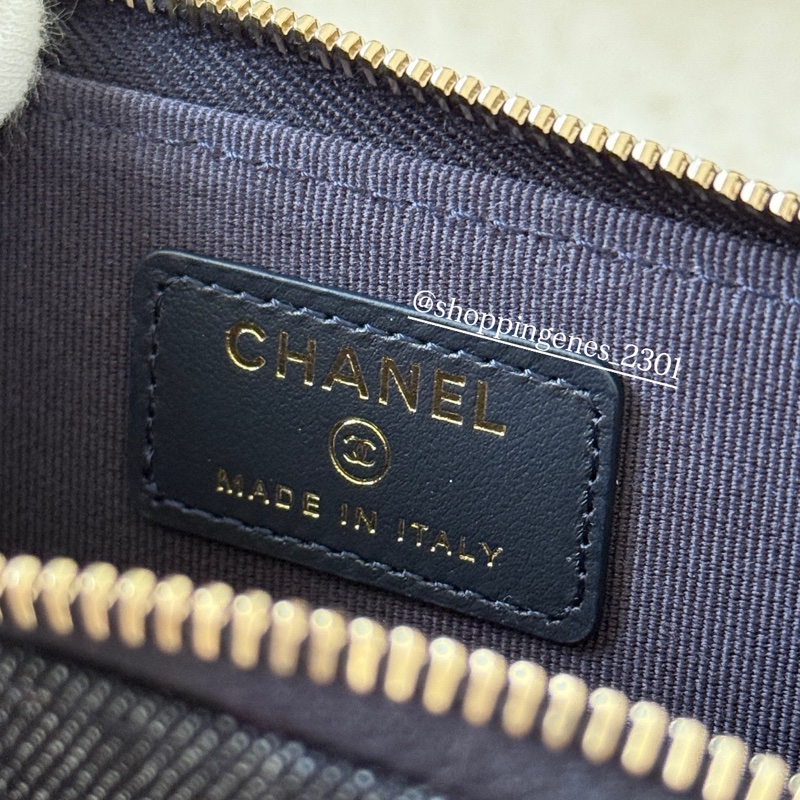 香奈兒 Chanel 26P 牛仔布走橘線 短版L卡包 全新品-6