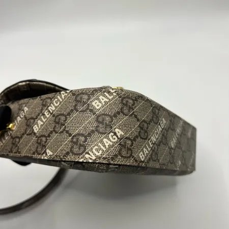 Gucci古驰 1955马鞍包迷你巴黎世家联名老花满印logo双肩带单肩斜挎包-6