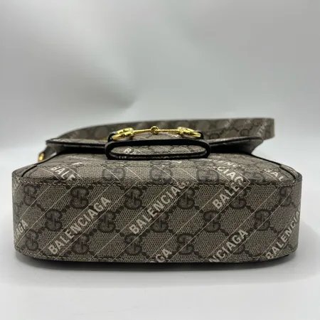 Gucci古驰 1955马鞍包迷你巴黎世家联名老花满印logo双肩带单肩斜挎包-8