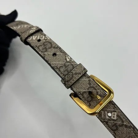 Gucci古驰 1955马鞍包迷你巴黎世家联名老花满印logo双肩带单肩斜挎包-12