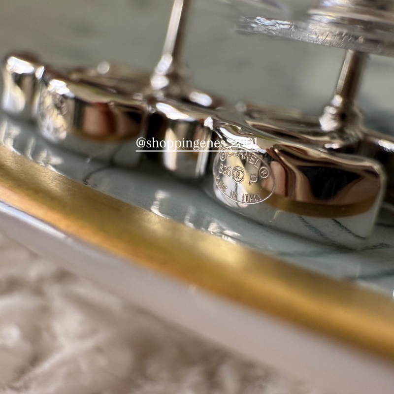 香奈兒 Chanel 26P 銀色小耳環 全新品-8