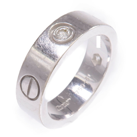 CARTIER 18K白金Love Ring 3 Diamonds鑽石戒指Cartier#51/US#5.75