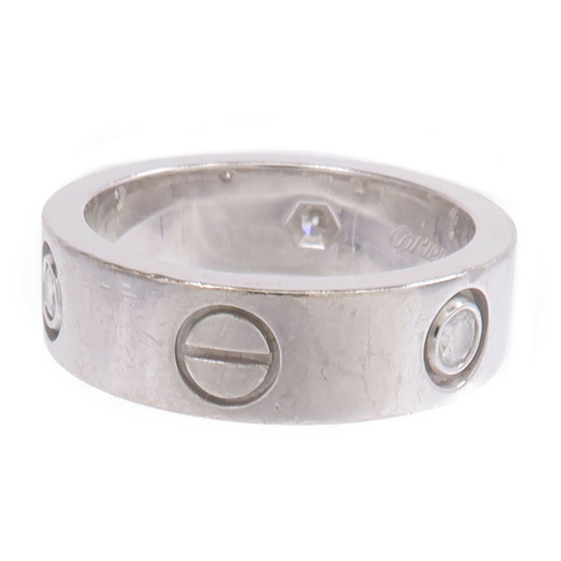 CARTIER 18K白金Love Ring 3 Diamonds鑽石戒指Cartier#51/US#5.75-1