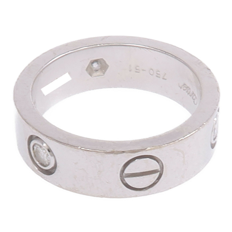 CARTIER 18K白金Love Ring 3 Diamonds鑽石戒指Cartier#51/US#5.75-3
