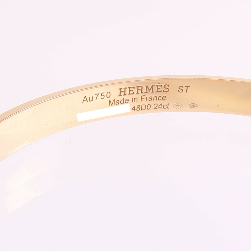 HERMES 18K玫瑰金Collier de Chien Bracelet鑽石手鐲-4