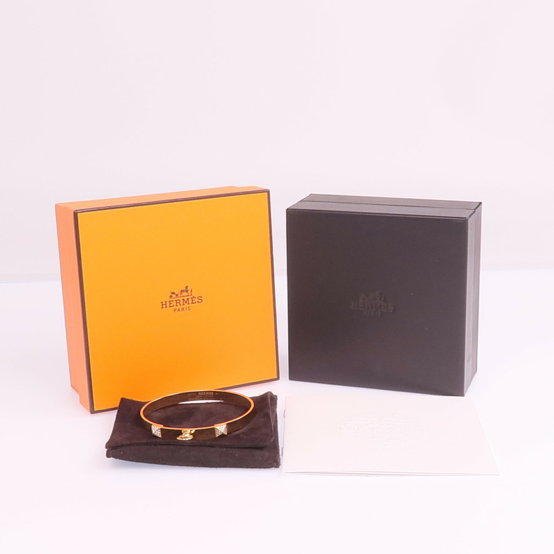 HERMES 18K玫瑰金Collier de Chien Bracelet鑽石手鐲-10