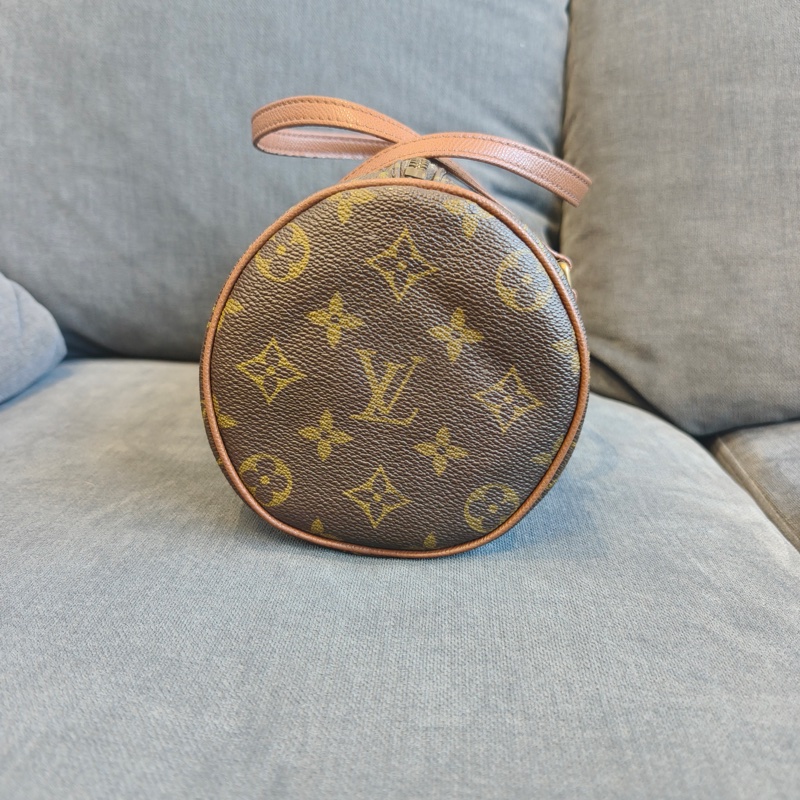 LOUIS VIUTTON 路易威登 Papillon 小號 圓筒包 塗層帆布 深棕色老花 男女通用款 手提包 旅行包-2