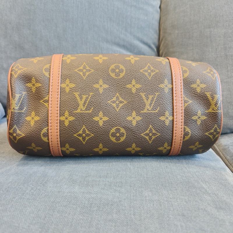 LOUIS VIUTTON 路易威登 Papillon 小號 圓筒包 塗層帆布 深棕色老花 男女通用款 手提包 旅行包-4