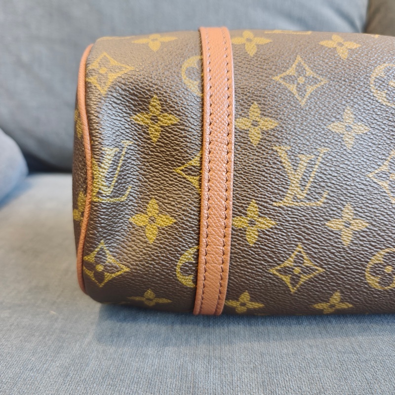 LOUIS VIUTTON 路易威登 Papillon 小號 圓筒包 塗層帆布 深棕色老花 男女通用款 手提包 旅行包-6