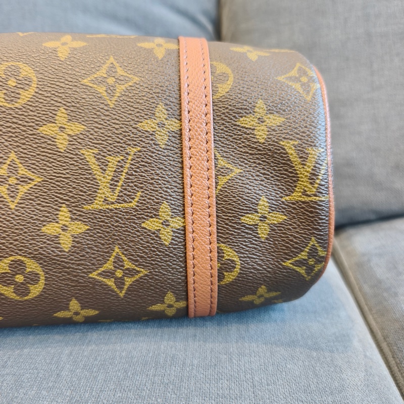 LOUIS VIUTTON 路易威登 Papillon 小號 圓筒包 塗層帆布 深棕色老花 男女通用款 手提包 旅行包-7