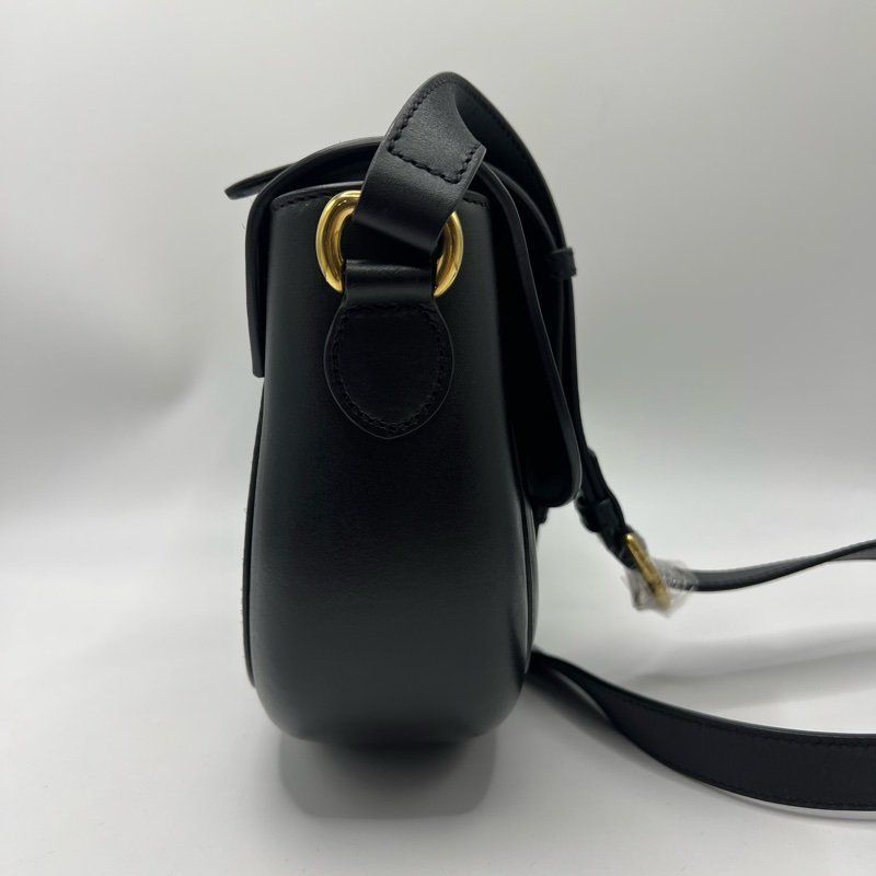 Gucci Embossed全皮压纹logo复古马鞍包 黑色很高级百搭-2